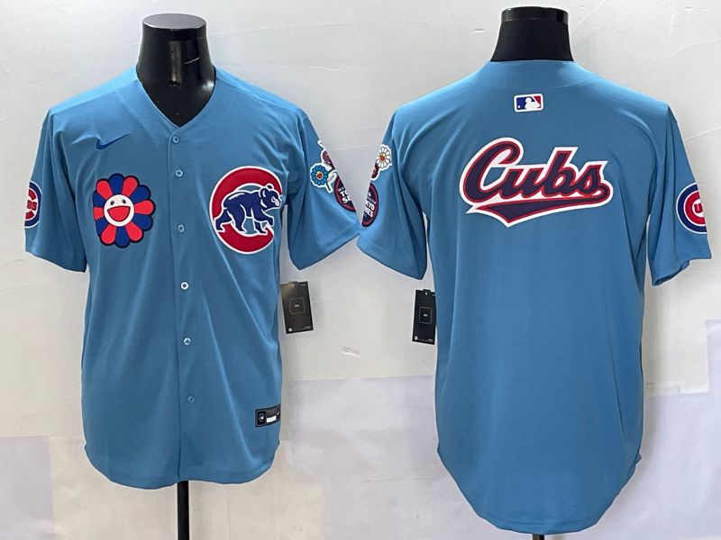 Men Chicago Cubs Blank Light Blue Flower Edition 2025 Nike MLB Jersey style 3->chicago cubs->MLB Jersey